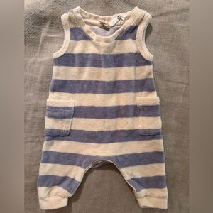 Striped Blue and Cream Terry Onesie